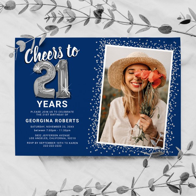 Invitación de cumpleaños de 21 años con foto Cheer (Subido por el creador)