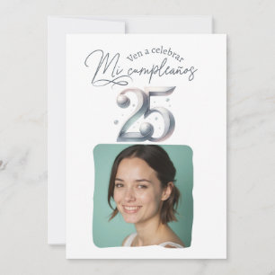 Invitación de cumpleaños de 25 años con foto