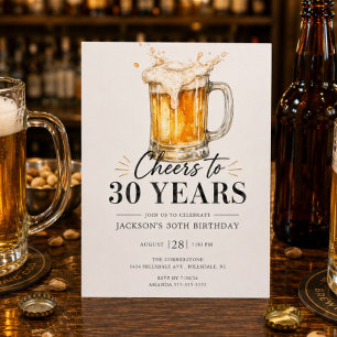 Invitación de cumpleaños de 30 años con Cheers