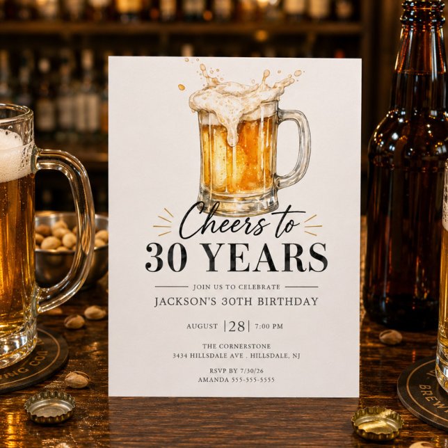 Invitación de cumpleaños de 30 años con Cheers (Subido por el creador)