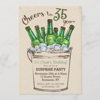 Invitación de cumpleaños de 35 años con Cheers