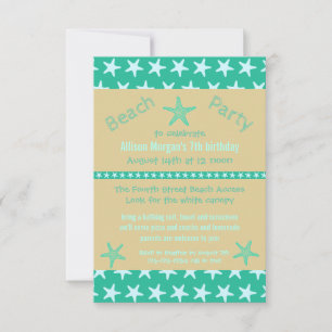 Invitación de cumpleaños de 3x5 para la playa de l