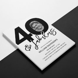 Invitación de cumpleaños de 40 años con foto 40 & 
