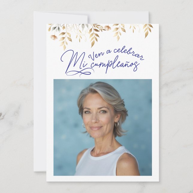 Invitación de cumpleaños de 50 años con foto (Anverso)