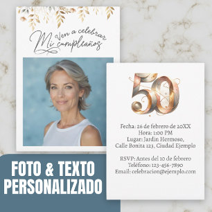 Invitación de cumpleaños de 50 años con foto