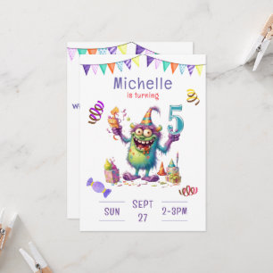 Invitación de cumpleaños de 5 años a Monster