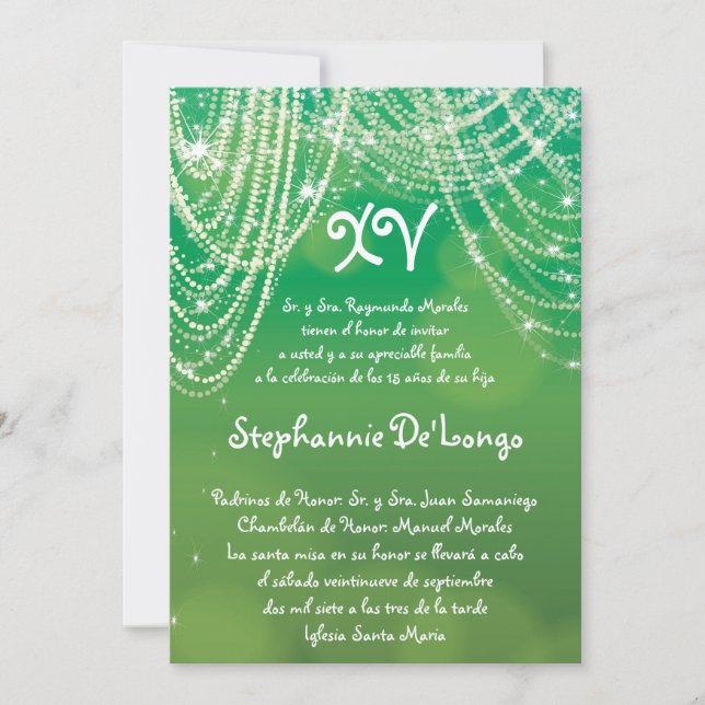 Invitación de cumpleaños de 5 x 7 Glitz Glimmer Qu (Anverso)
