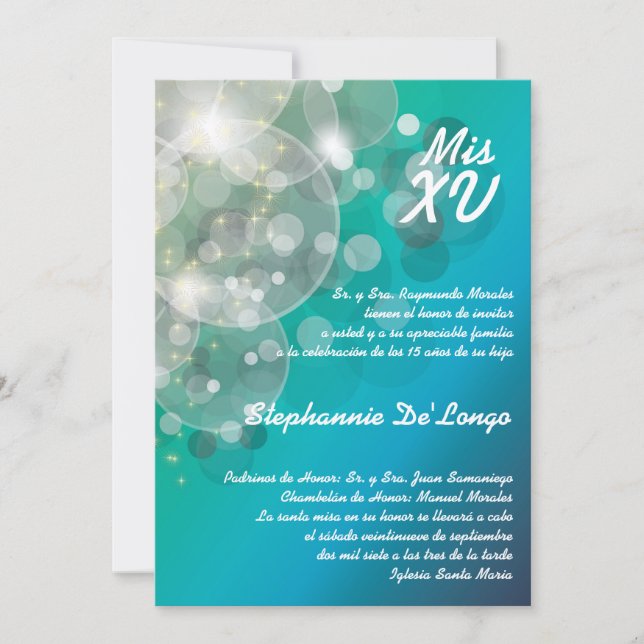 Invitación de cumpleaños de 5 x 7 Glitz Glimmer Qu (Anverso)