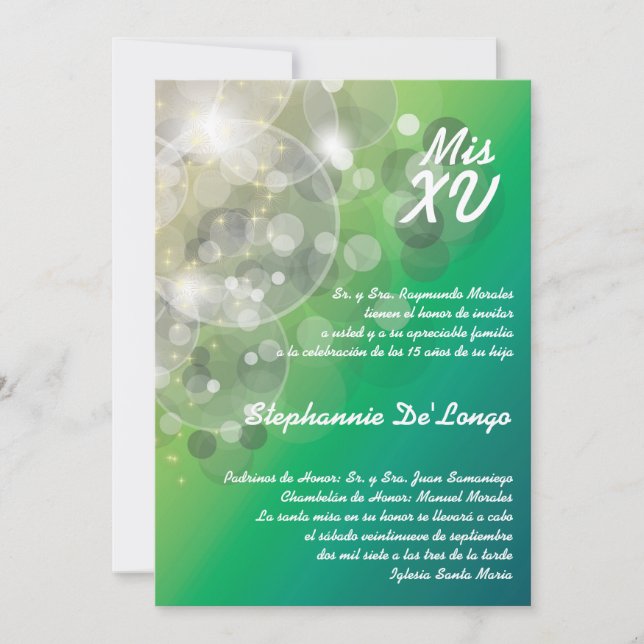Invitación de cumpleaños de 5 x 7 Glitz Glimmer Qu (Anverso)