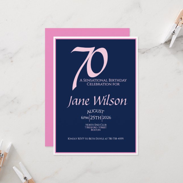 Invitación de cumpleaños de 70 años sensacional en (Anverso/Reverso In Situ)