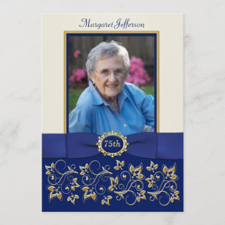Invitación de cumpleaños de 75 años con foto en az