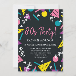 Invitación de cumpleaños de 80 Fiestas negros y re
