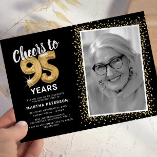 Invitación de cumpleaños de 95 años Black Cheers