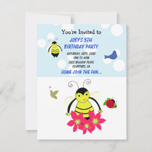 Invitación de cumpleaños de abeja bumble caprichos