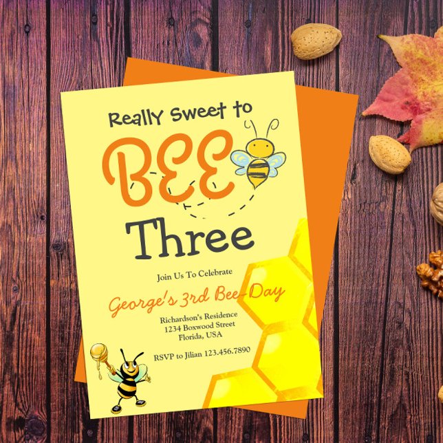 Invitación de cumpleaños de Abeja Cute (Subido por el creador)