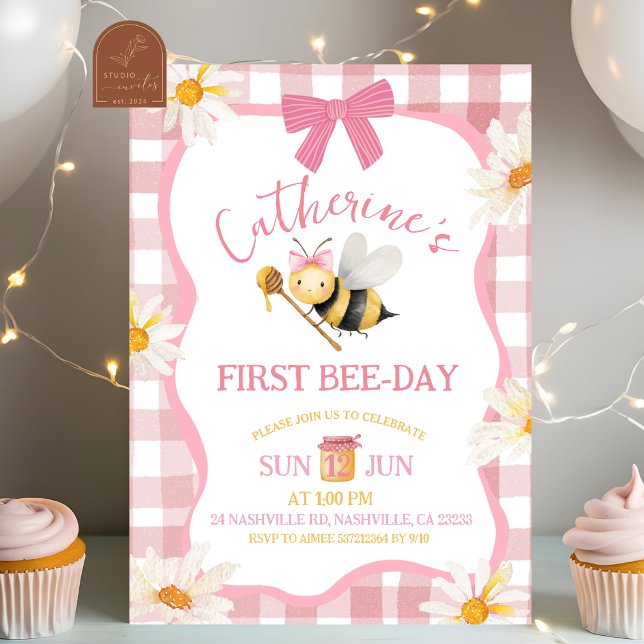 Invitación de cumpleaños de abeja de margarita de  (Subido por el creador)