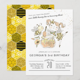 Invitación de cumpleaños de abeja de miel