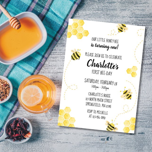 Invitación de cumpleaños de abeja de miel (Subido por el creador)