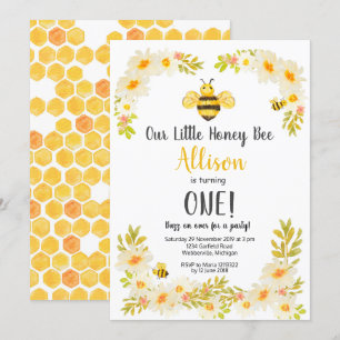 Invitación de cumpleaños de Abeja floral