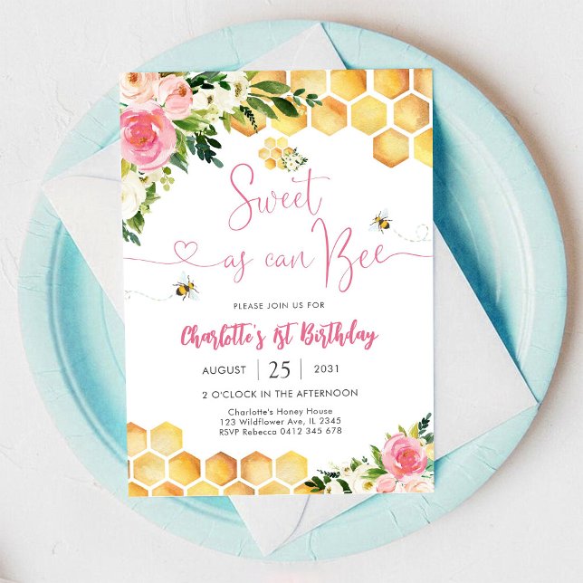 Invitación de Cumpleaños de Abeja Niña (Subido por el creador)