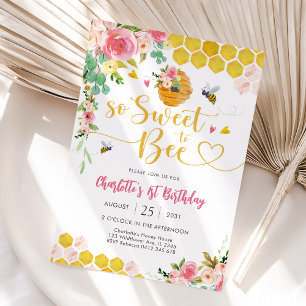 Invitación de cumpleaños de abeja para niña