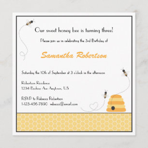 Invitación de cumpleaños de abejas que zumban