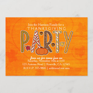 Invitación de cumpleaños de Acción de Gracias de o