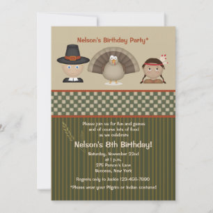 Invitación de Cumpleaños de Acción de Gracias para