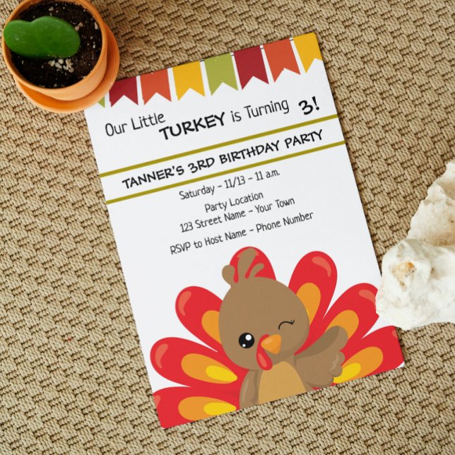 Invitación de cumpleaños de Acción de Gracias Turq (Subido por el creador)