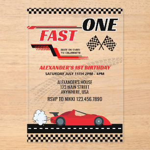 Invitación de cumpleaños de acrílico de coche de c