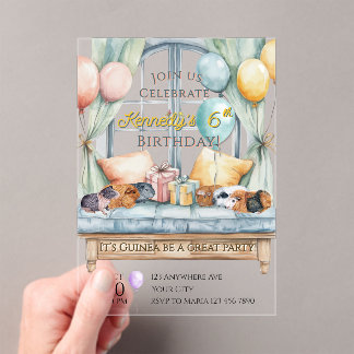 Invitación de cumpleaños de acrílico de Conejillo