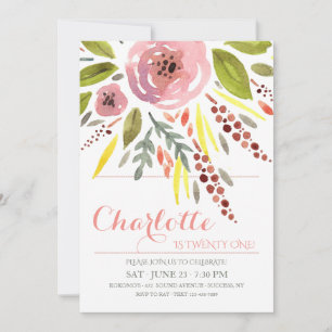 Invitación de cumpleaños de acuarela