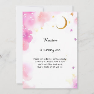Invitación de cumpleaños de acuarela celestial