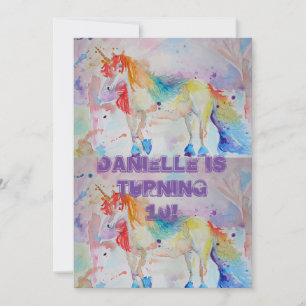 Invitación de cumpleaños de acuarela de arte de un