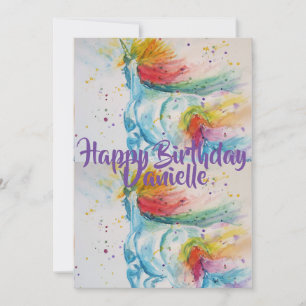 Invitación de cumpleaños de acuarela de arte de un