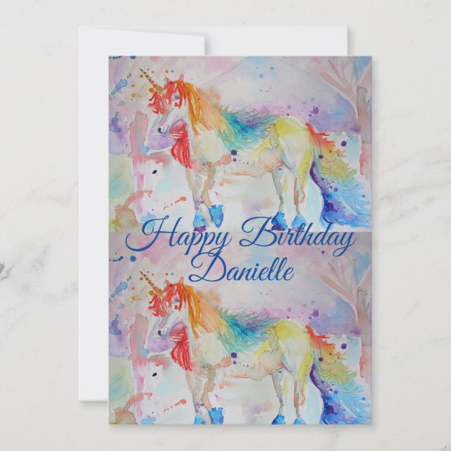 Invitación de cumpleaños de acuarela de arte de un (Anverso)