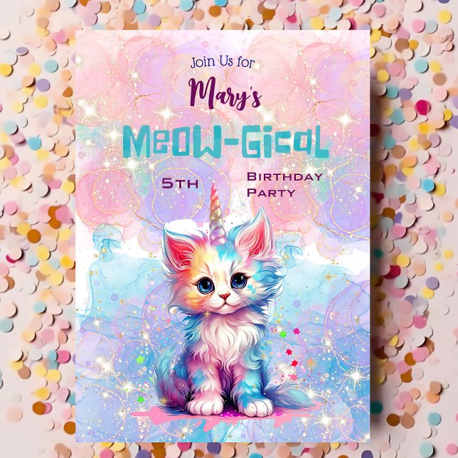 Invitación de cumpleaños de acuarela de color de a (Subido por el creador)