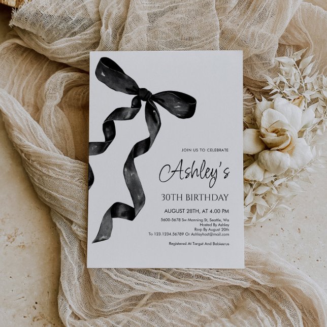 Invitación de cumpleaños de acuarela de color negr (Subido por el creador)