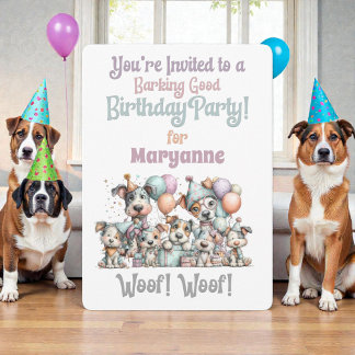 Invitación de cumpleaños de acuarela de perro capr