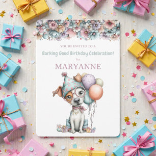 Invitación de cumpleaños de acuarela de perro capr