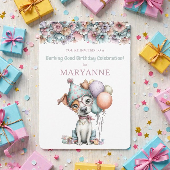 Invitación de cumpleaños de acuarela de perro capr (Subido por el creador)