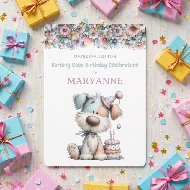 Invitación de cumpleaños de acuarela de perro capr (Subido por el creador)