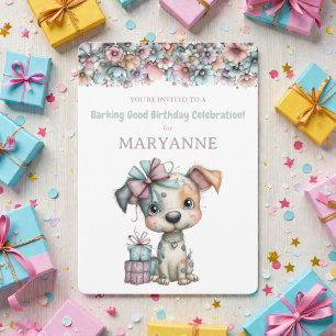 Invitación de cumpleaños de acuarela de perro capr
