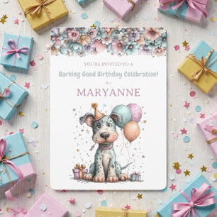Invitación de cumpleaños de acuarela de perro capr