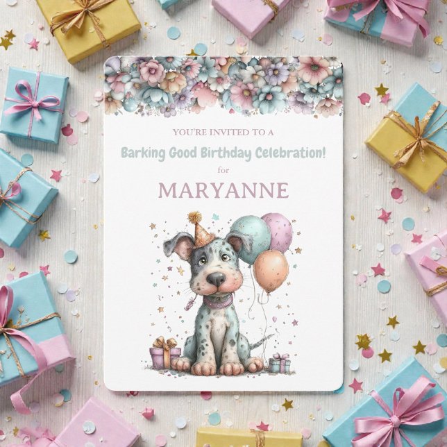 Invitación de cumpleaños de acuarela de perro capr (Subido por el creador)