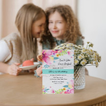 Invitación de cumpleaños de acuarela floral acuare