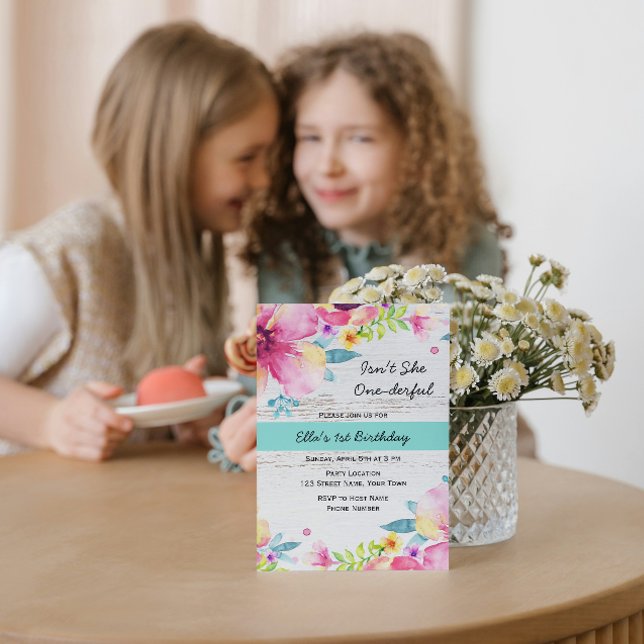 Invitación de cumpleaños de acuarela floral acuare (Subido por el creador)