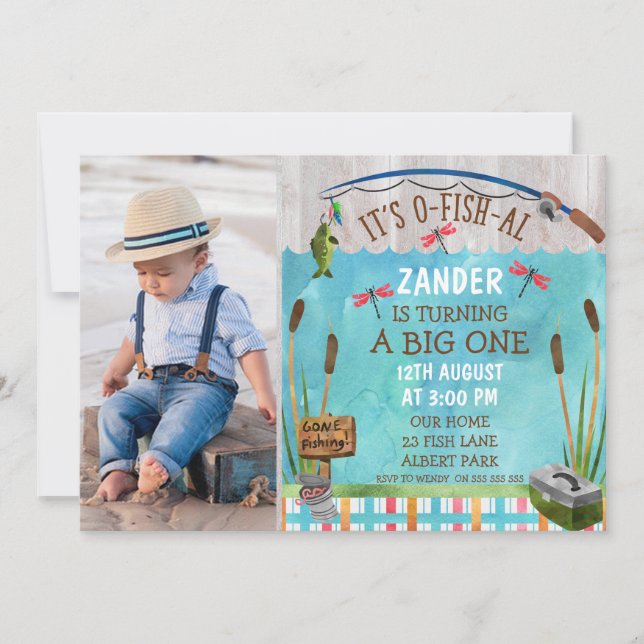 Invitación de cumpleaños de acuarela Ofishally (Anverso)