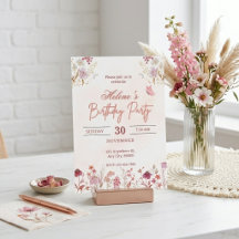 Invitación de cumpleaños de acuarela rosa personal