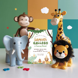Invitación de cumpleaños de acuarela Safari de ani